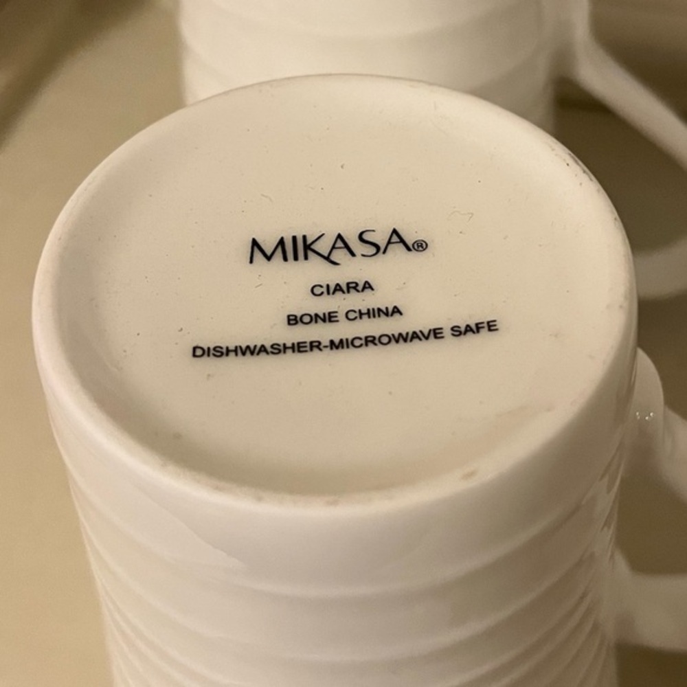 Mikasa Ciara Elegant White Ceramic 10 oz. Mugs Set of Four - Picture 9 of 15